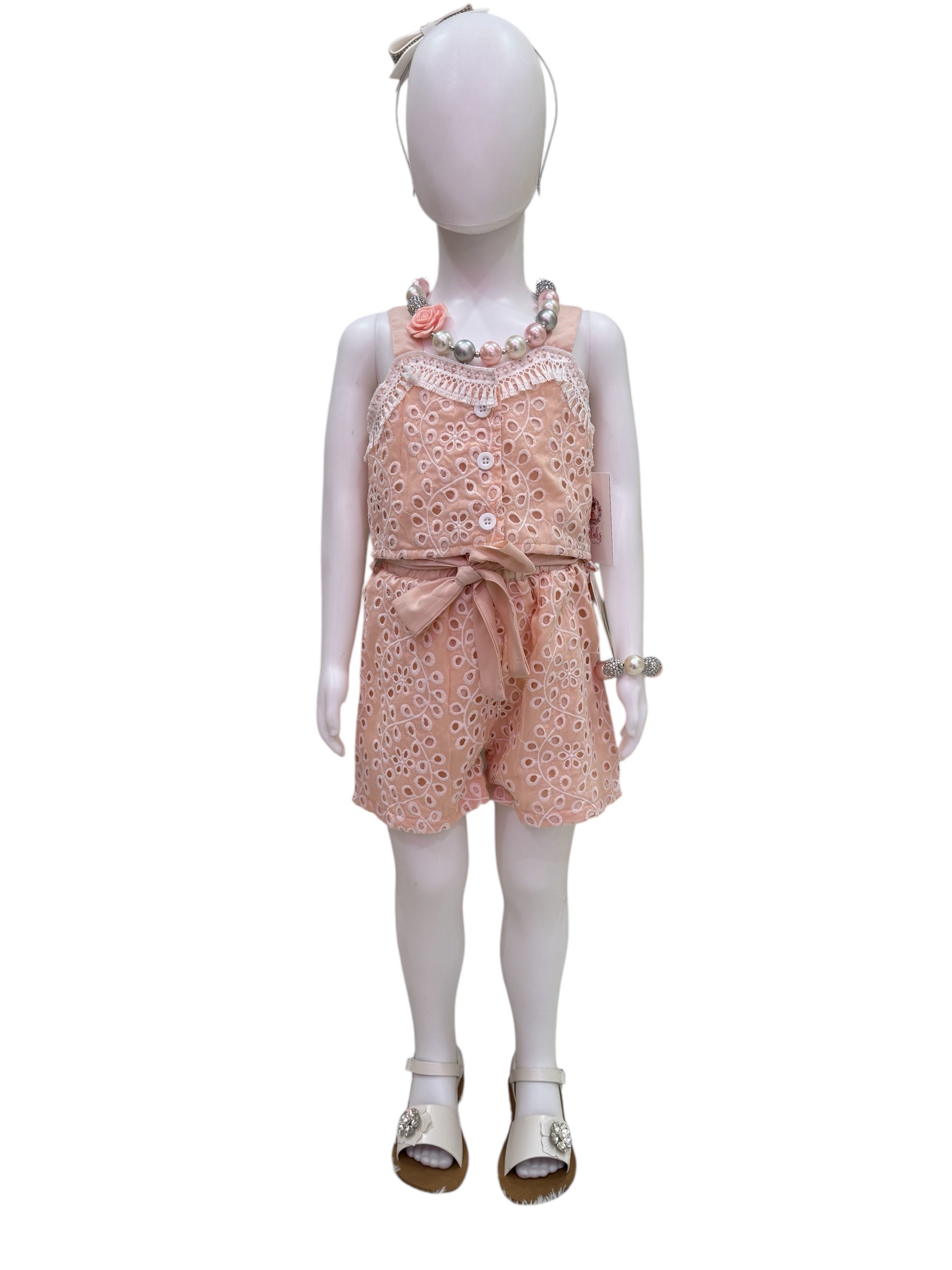 Pastel Pink/White 2 Piece Short Set